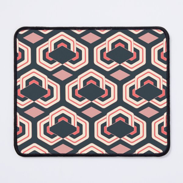Item preview, Warm Coral + Navy HexaDiamond | Retro Geometric Pattern designed and sold by Stacey Spivak.