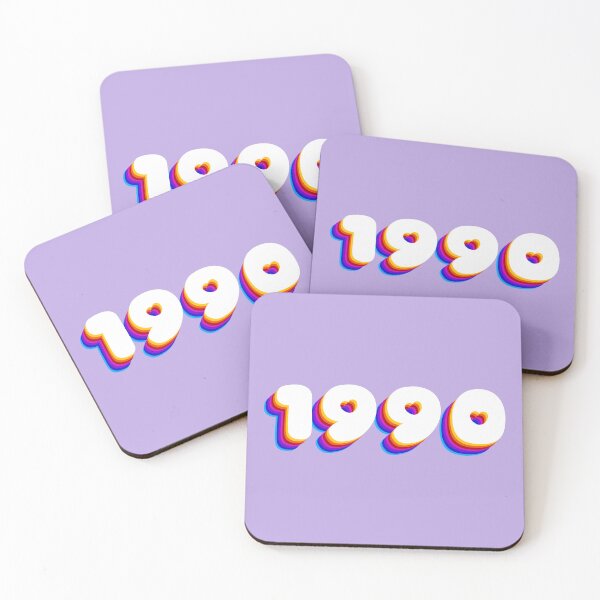 Item preview, 1990 – 90s retro vibe with hearts (white numbers and rainbow tail) designed and sold by Vision Illustrated.