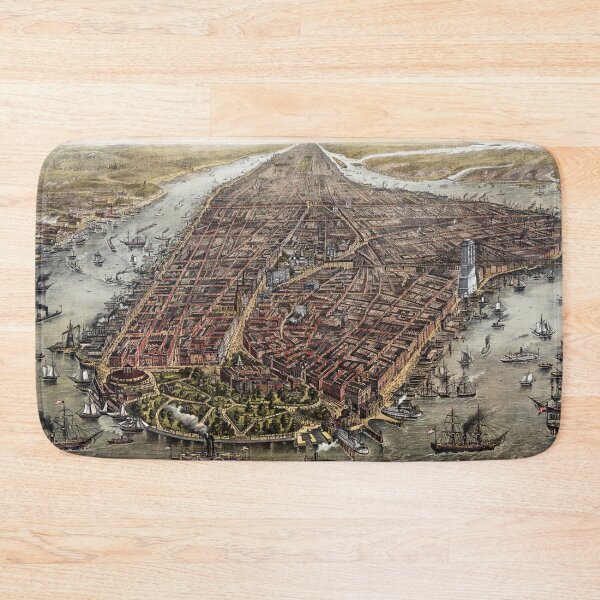 Item preview, Bird's eye perspective of New York, (George Schlegel, 1873) designed and sold by Vintagenaut.