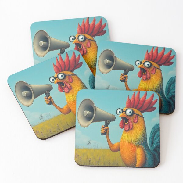 Item preview, Colorful rooster with glasses using a megaphone loud. designed and sold by Artessie.