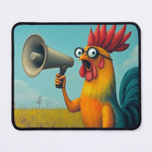 Item preview, Colorful rooster with glasses using a megaphone loud. designed and sold by Artessie.