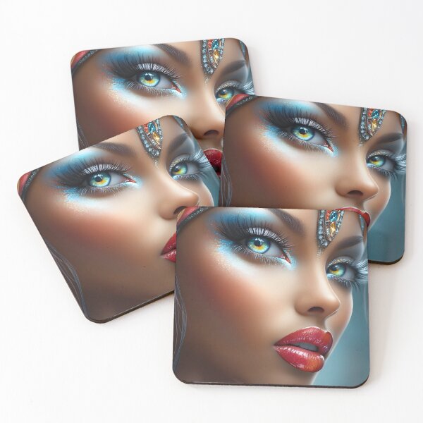 Item preview, Colorful artistic portrait with captivating eyes visible designed and sold by Artessie.