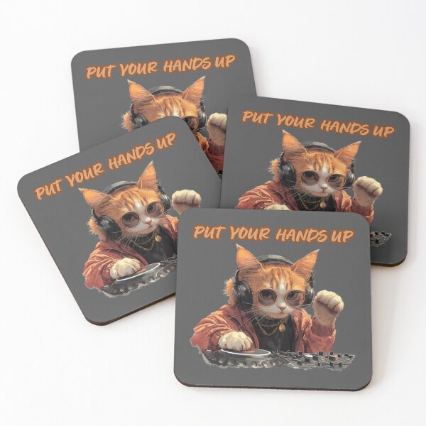 Item preview, Put Your Hands Up DJ Cat Shirt, Funny Cat Shirt designed and sold by Sleepy Cat Design.