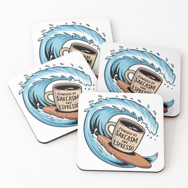 Item preview, Powered by Sarcasm and Espresso Funny Coffee Surf Design designed and sold by badburropress.