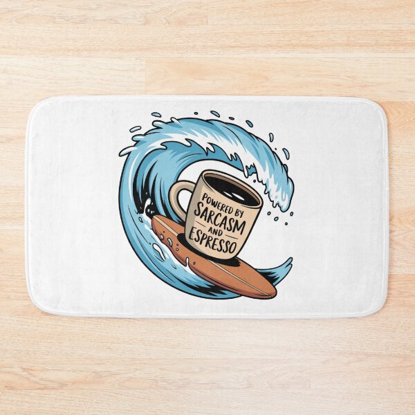 Item preview, Powered by Sarcasm and Espresso Funny Coffee Surf Design designed and sold by badburropress.