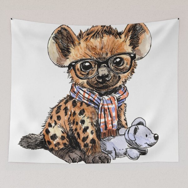Item preview, Hyena Puppy in Glasses designed and sold by Scribbles & Doodles by Jinx.