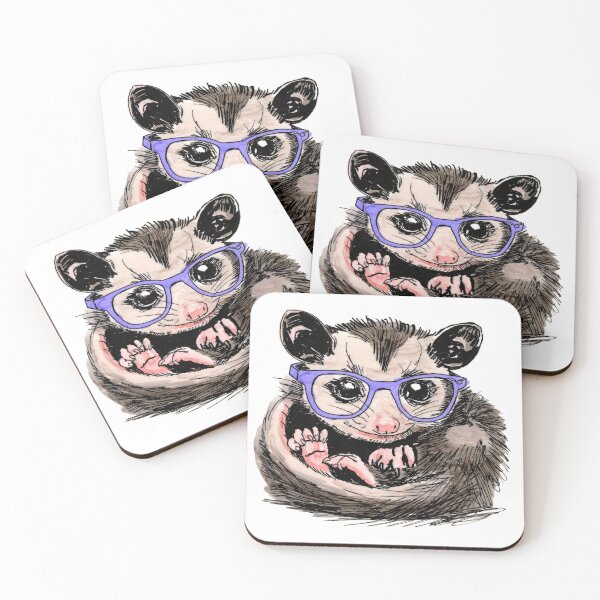 Item preview, Possum in Glasses designed and sold by Scribbles & Doodles by Jinx.