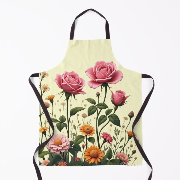 Item preview, Wildflowers and 3 Pink Roses to the Right - Butter Cream Background #5013BCR designed and sold by Wildflower Rose.
