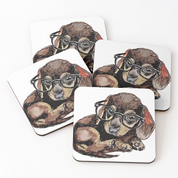 Item preview, Dachshund Puppy in Glasses designed and sold by Scribbles & Doodles by Jinx.