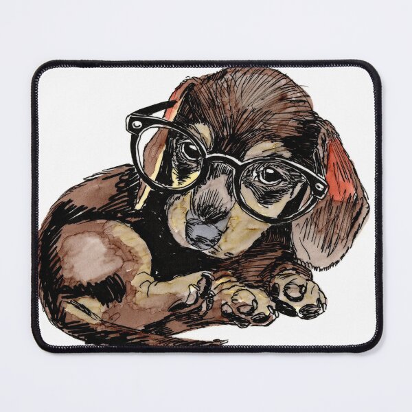 Item preview, Dachshund Puppy in Glasses designed and sold by Scribbles & Doodles by Jinx.