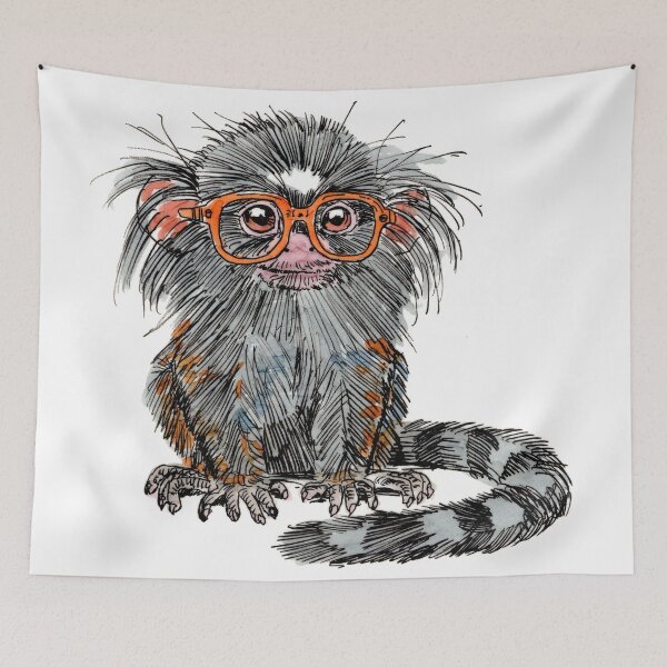 Item preview, Pygmy Marmoset in Glasses designed and sold by Scribbles & Doodles by Jinx.