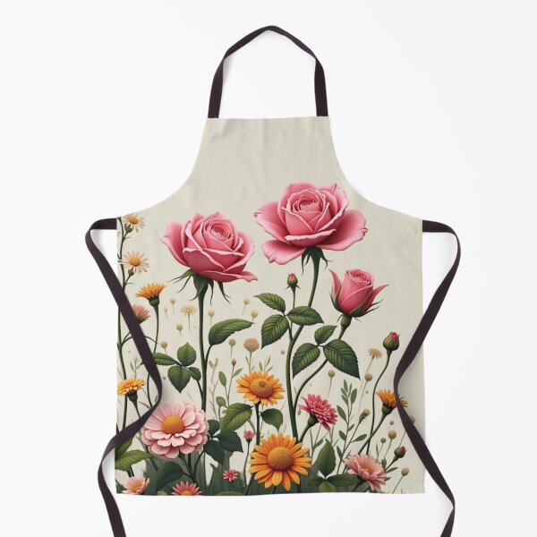Item preview, Wildflowers and 3 Pink Roses to the Right - Ivory Cream Background #5013ICR designed and sold by Wildflower Rose.