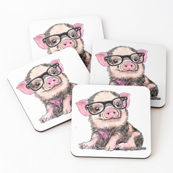 Item preview, Piglet in Glasses designed and sold by Scribbles & Doodles by Jinx.