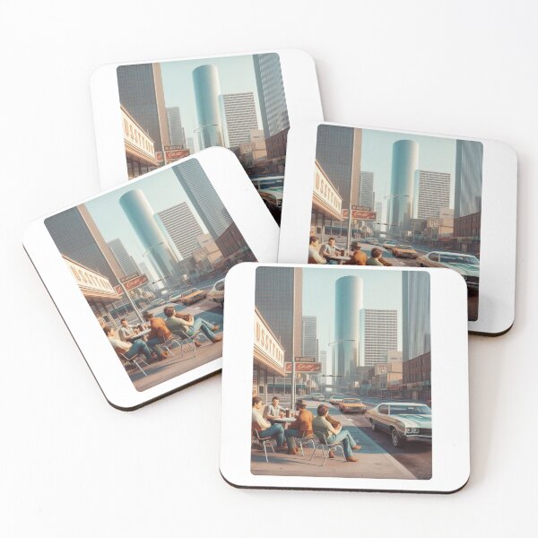 Item preview, Retro 1970s Houston – AI Artwork Colorful Roadside Café Scene for City Lovers, Travelers, and Vintage Enthusiasts designed and sold by knalpot-design.