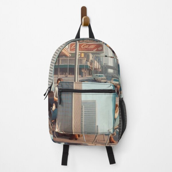 Item preview, Retro 1970s Houston – AI Artwork Colorful Roadside Café Scene for City Lovers, Travelers, and Vintage Enthusiasts designed and sold by knalpot-design.