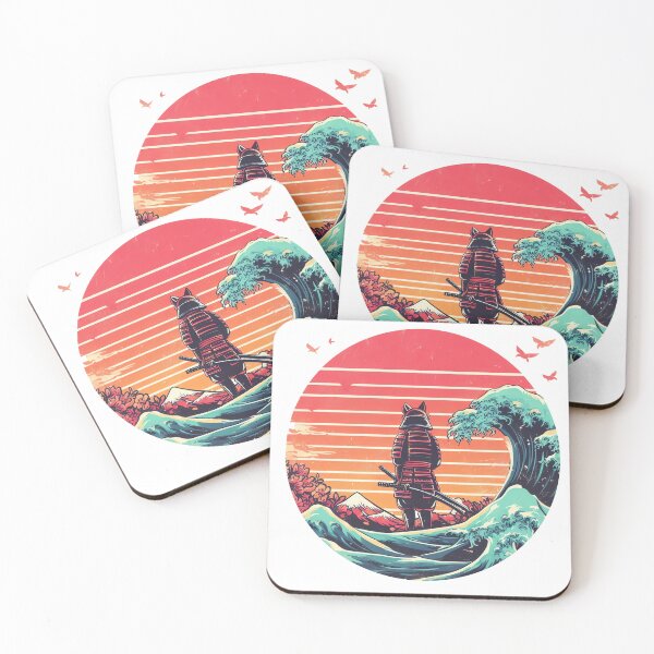 Item preview, Lone Samurai Cat – Retro Japan Wave & Mountain Sunset Art designed and sold by lvlupthreads.