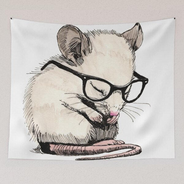 Item preview, Sleepy Mouse in Glasses designed and sold by Scribbles & Doodles by Jinx.