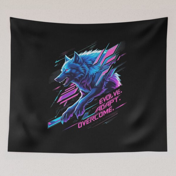 Item preview, Cyberpunk Spirit Animal Streetwear Graphic – Neon Glitch Wolf designed and sold by Nature's Palette.