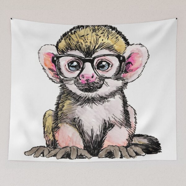 Item preview, Spider Monkey in Glasses designed and sold by Scribbles & Doodles by Jinx.
