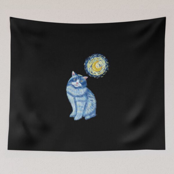 Item preview, Blue Starry Night Ragdoll Cat Illustration   designed and sold by Scarlet Swan.