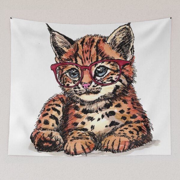 Item preview, Bobcat Cub in Glasses designed and sold by Scribbles & Doodles by Jinx.