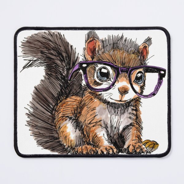 Item preview, Squirrel in Glasses designed and sold by Scribbles & Doodles by Jinx.