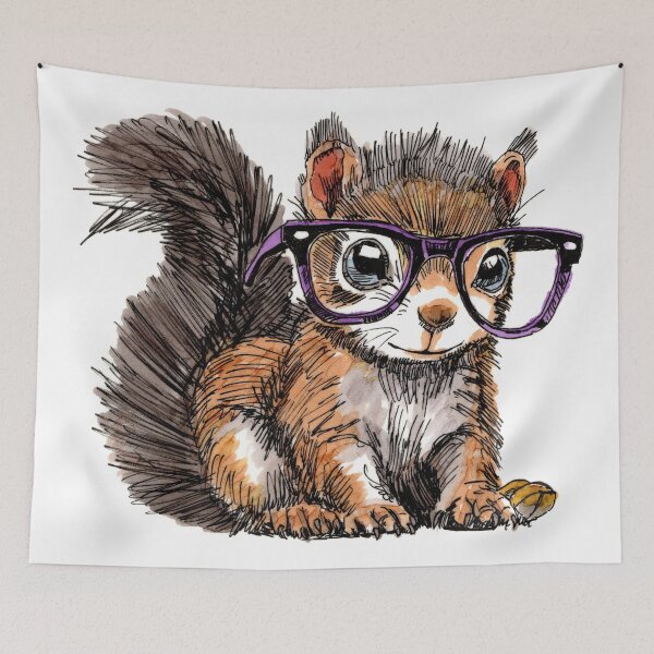 Item preview, Squirrel in Glasses designed and sold by Scribbles & Doodles by Jinx.