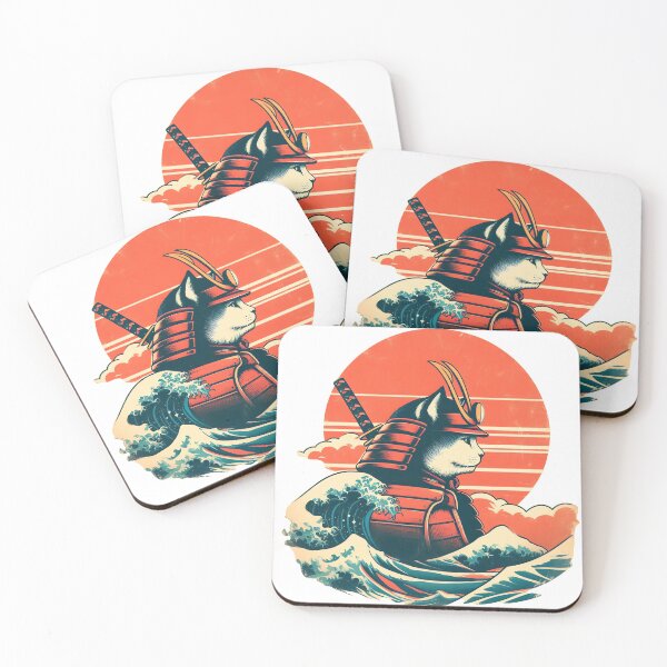 Item preview, Vintage Samurai Cat – Japanese Wave & Sunset Warrior Art designed and sold by lvlupthreads.