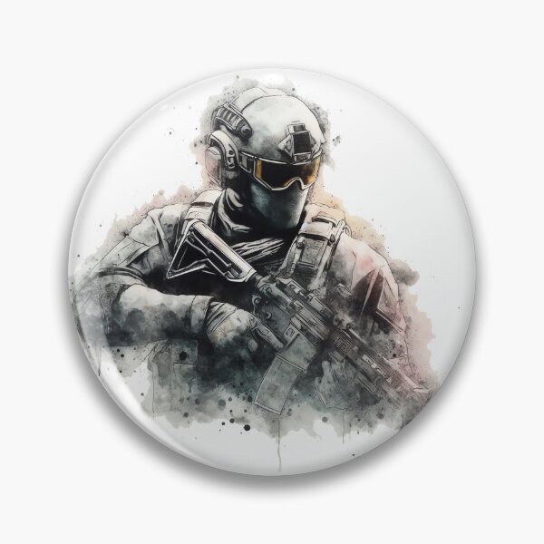 Item preview, Futuristic Operator – Tactical FPS Soldier in Watercolor Style designed and sold by lvlupthreads.
