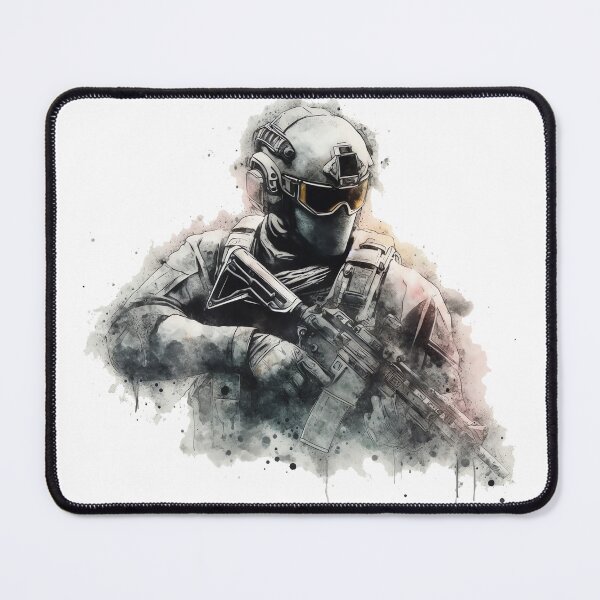 Item preview, Futuristic Operator – Tactical FPS Soldier in Watercolor Style designed and sold by lvlupthreads.
