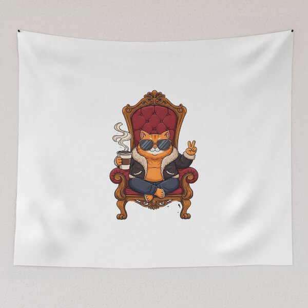 Item preview, Coffee-Loving Cat with Serious Swagger designed and sold by Meow Cat.