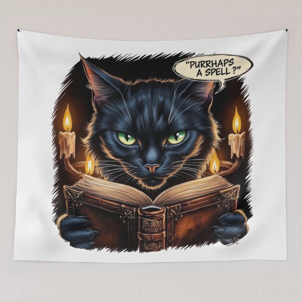 Item preview, Purrhaps a Spell – Gothic Dark Academia Cat Reading by Candlelight designed and sold by bannzy.
