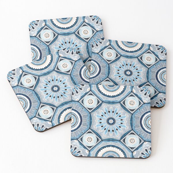 Item preview, Floral Octagonal Tiles - blue designed and sold by jenuinedesigns.