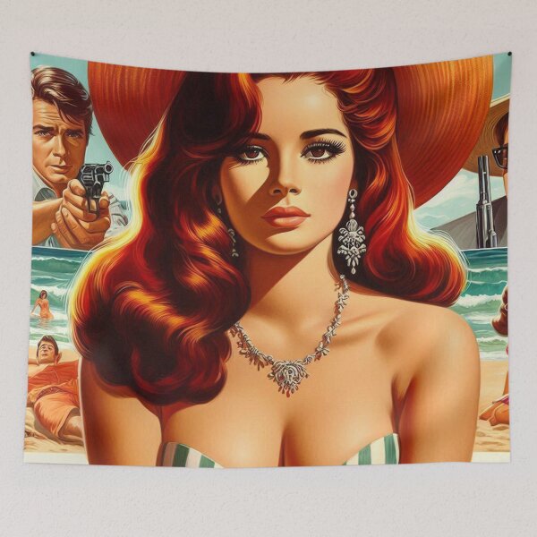 Aperçu de l'œuvre Pin-up Ginger Beach créée et vendue par PulpVintage.