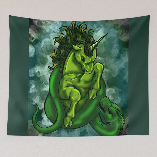 Item preview, Unicorn and Dragon Struggle in Green designed and sold by sarunamii.