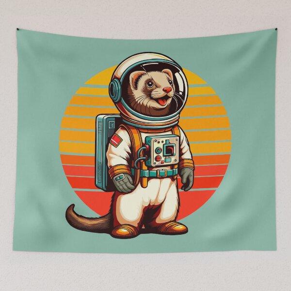Item preview, Retro Futurism Ferret Astronaut designed and sold by Ghost on Toast.
