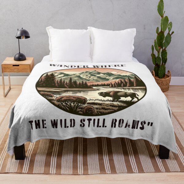 Item preview, Wander Where the Wild Still Roams – Retro Bison Nature Art designed and sold by JenniferCreaArte .