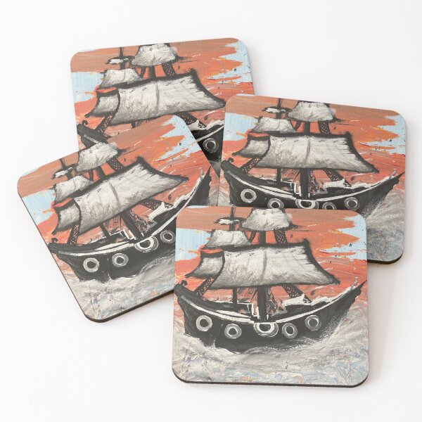 Item preview, Sunset pirate ship designed and sold by AnastaciasArt.