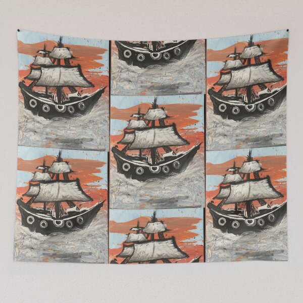 Item preview, Sunset pirate ship designed and sold by AnastaciasArt.