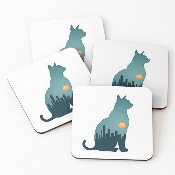 Item preview, Sunset Sentinel – Cat Silhouette Over Modern Cityscape designed and sold by Pixel  Playground.