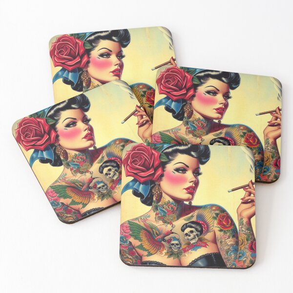 Item preview, Old School Tattoo Pin-up designed and sold by PulpVintage.