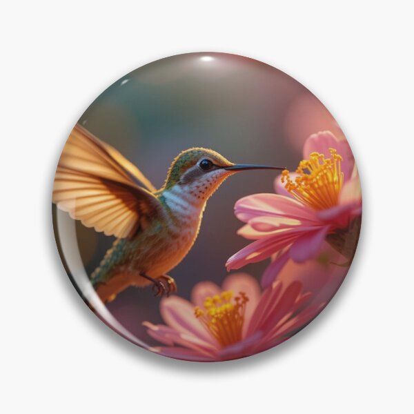 Item preview, hummingbird hovers delicately near vibrant pink flowers designed and sold by InezPhotography.