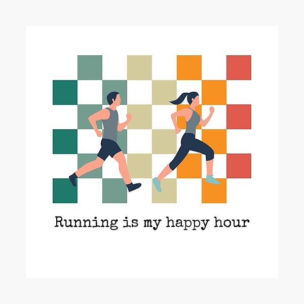 Item preview, Running is my happy hour men woman man and woman running pictures designed and sold by siempredesign.