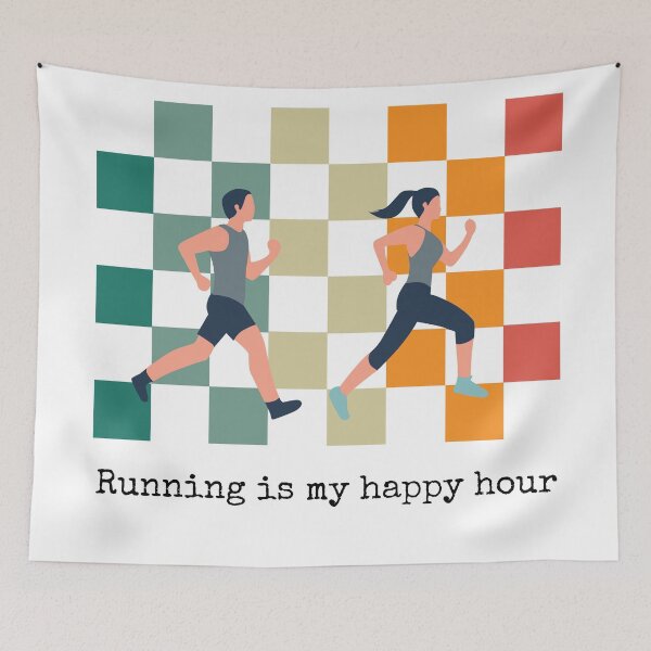 Item preview, Running is my happy hour men woman man and woman running pictures designed and sold by siempredesign.
