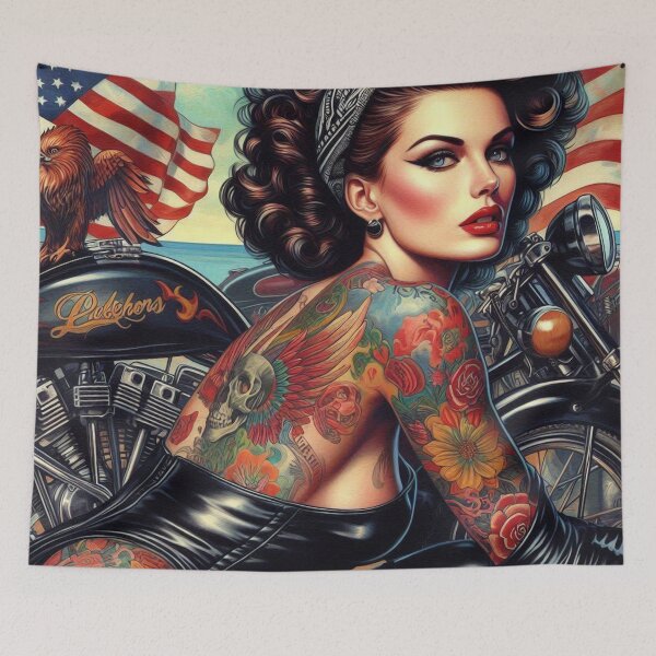 Item preview, Biker Tattoo Girl designed and sold by PulpVintage.