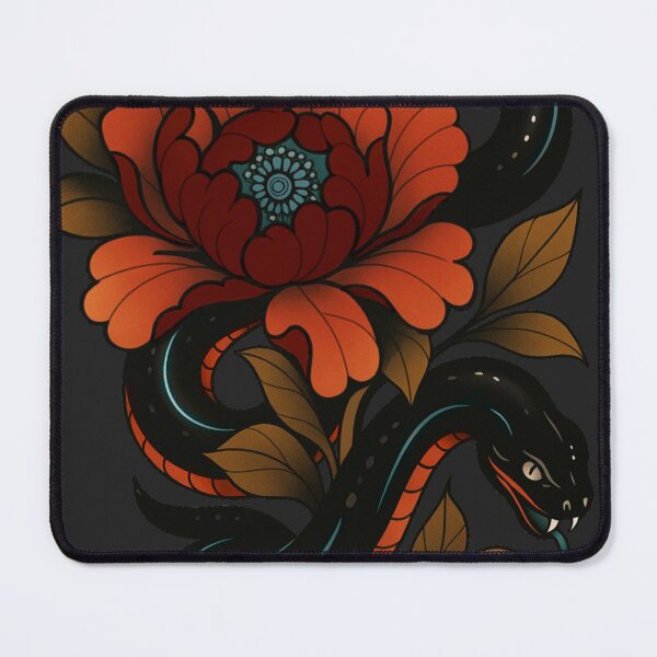 Item preview, Neo Trad Snek n Peony designed and sold by OxideArtStudio.