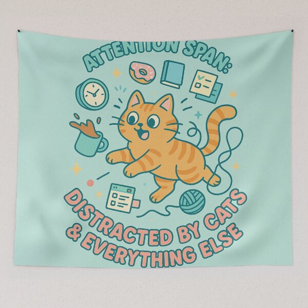 Item preview, ADHD Cat – Embracing Neurodiversity with a Cute and Playful Feline designed and sold by Manyface Artistry.