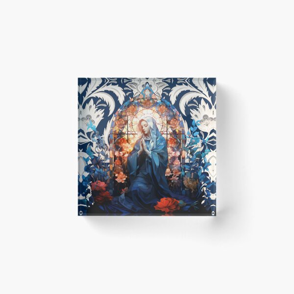 Item preview, Stained Glass Blessed Virgin Mary Blue designed and sold by Pixelchicken.