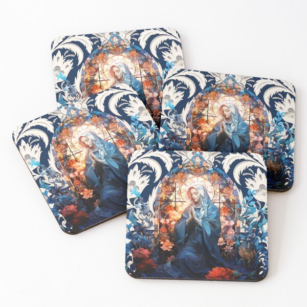 Item preview, Stained Glass Blessed Virgin Mary Blue designed and sold by Pixelchicken.