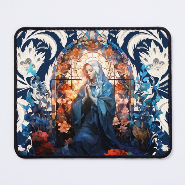 Item preview, Stained Glass Blessed Virgin Mary Blue designed and sold by Pixelchicken.